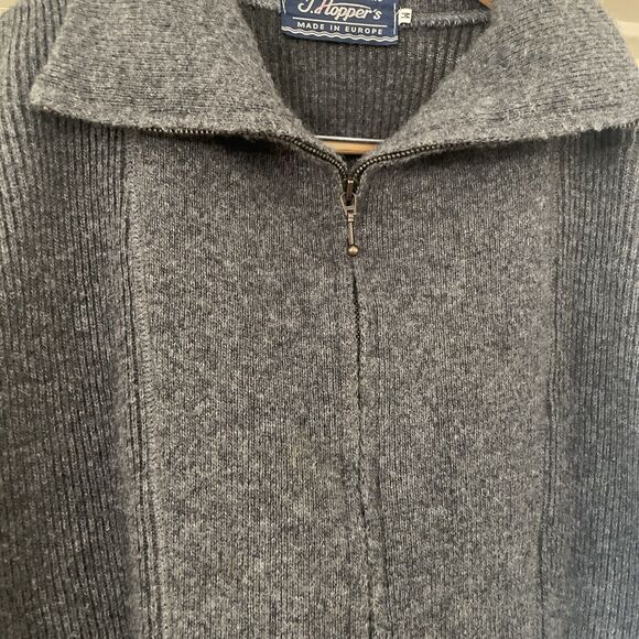 Vintage T Hopper’s Sweater M‎ Wool Blend Gray Full Zip Fishermans Made In France - Picture 3 of 6